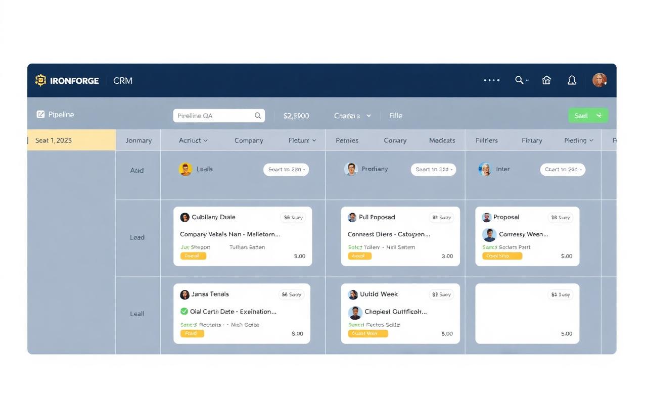 Ironforge CRM interface preview