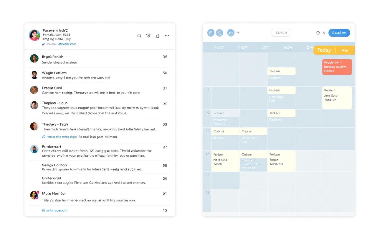 Postcard Mail & Calendar interface preview