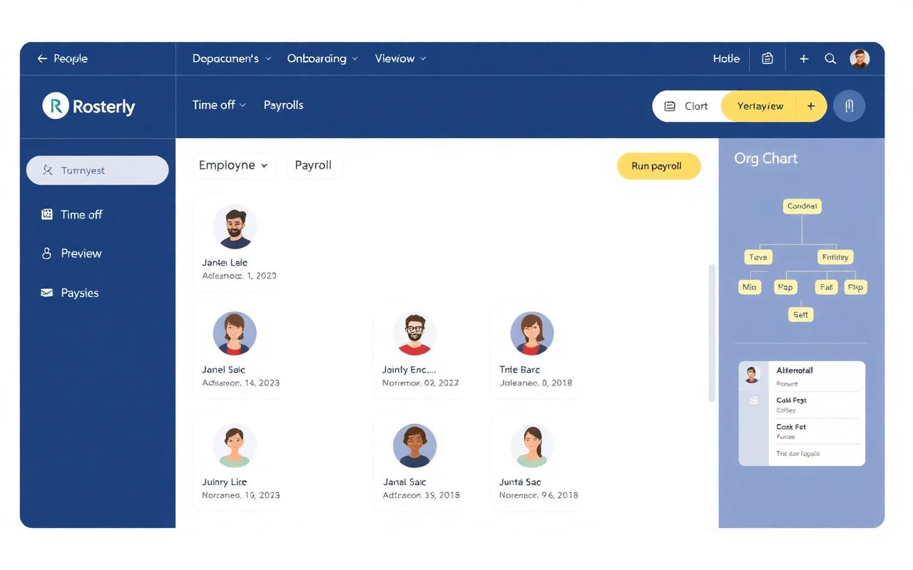Rosterly HR & Payroll interface preview
